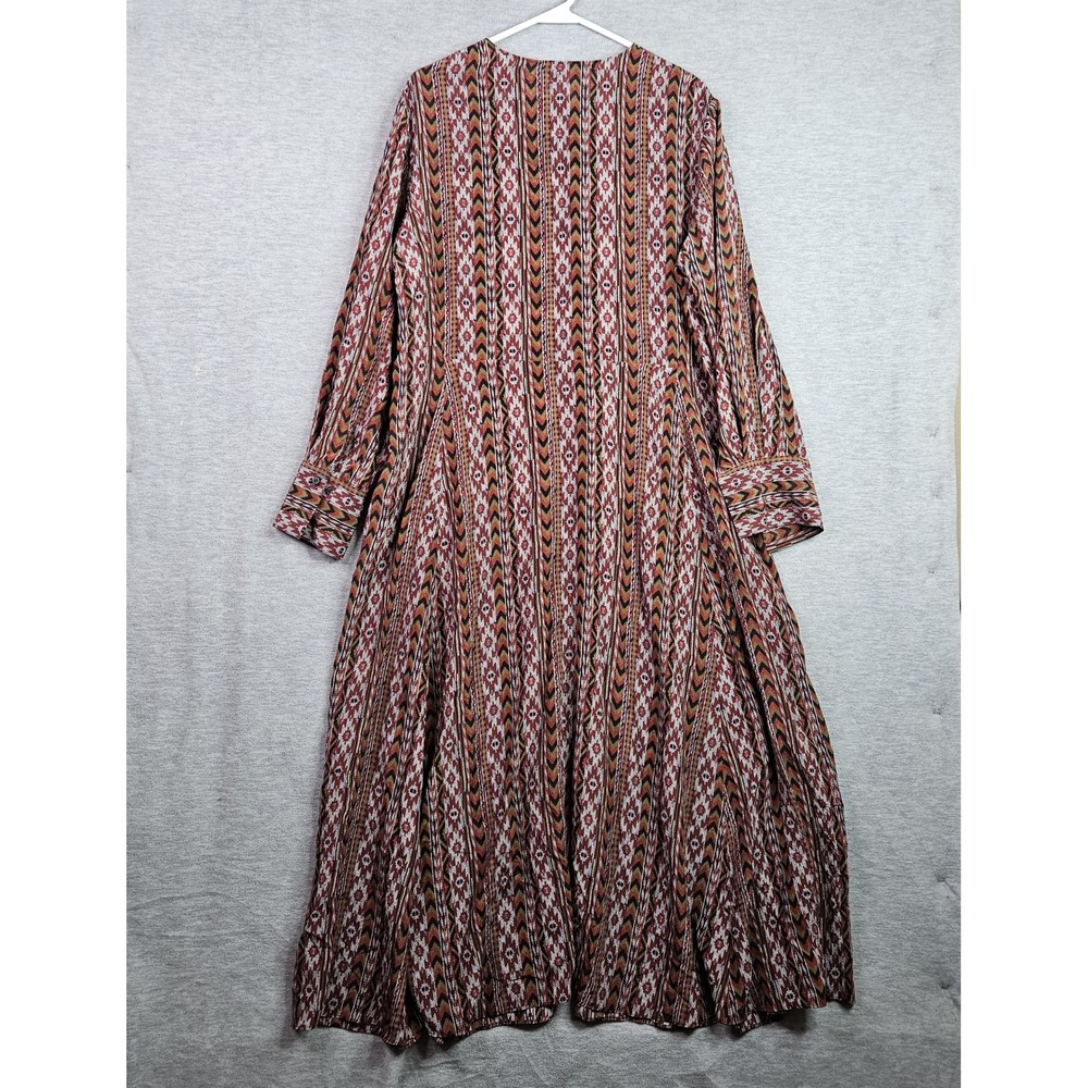 Lafayette 148 New York Silk Ikat Stripe Midi Dress Red Orange Geometric Size 16 - Picture 2 of 12